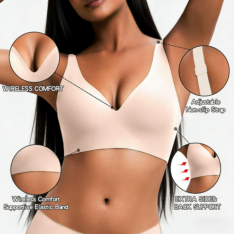 Wireless Womens Comfortable Wireless Bras Push Up Bralettes Seamless Tshirts Bras Deep V Everyday Bras - Image 11