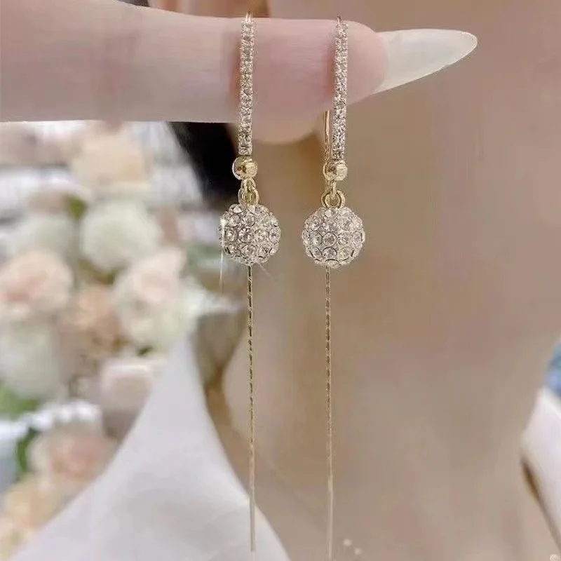 Women's Fashionable  Zircon Ball Pendant  Earrings - Image 17
